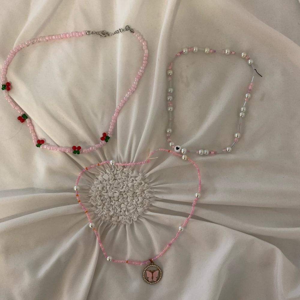 3 pack of beaded choker necklaces